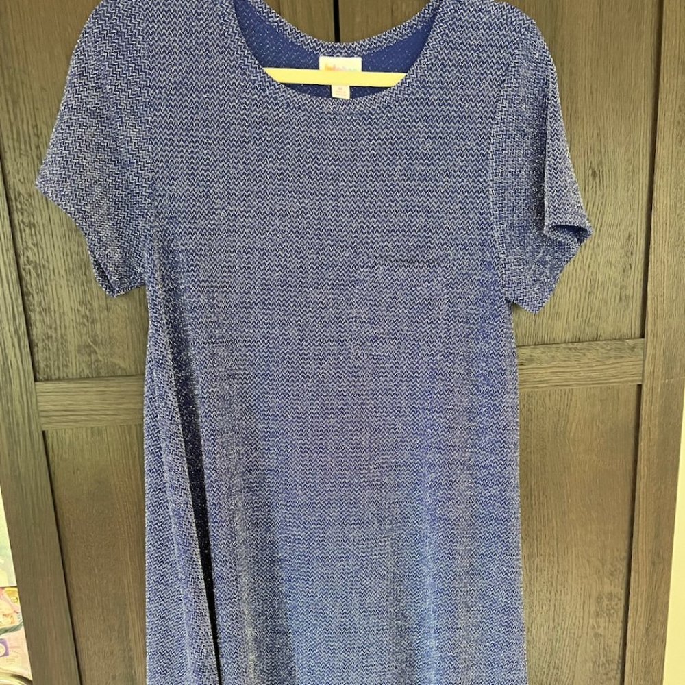 LuLaRoe Carly SILVER with Royal Blue! Holiday RARE FIND! NWT! Size M